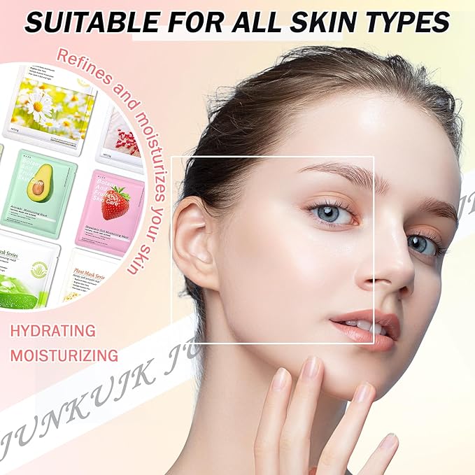 8PCS Hydrating Facial Sheet Mask,Moisturizing Face Masks Skincare Gift Set,Long Lasting Face Mask Skin Care & Facial Mask Kit for All Skin Types 11