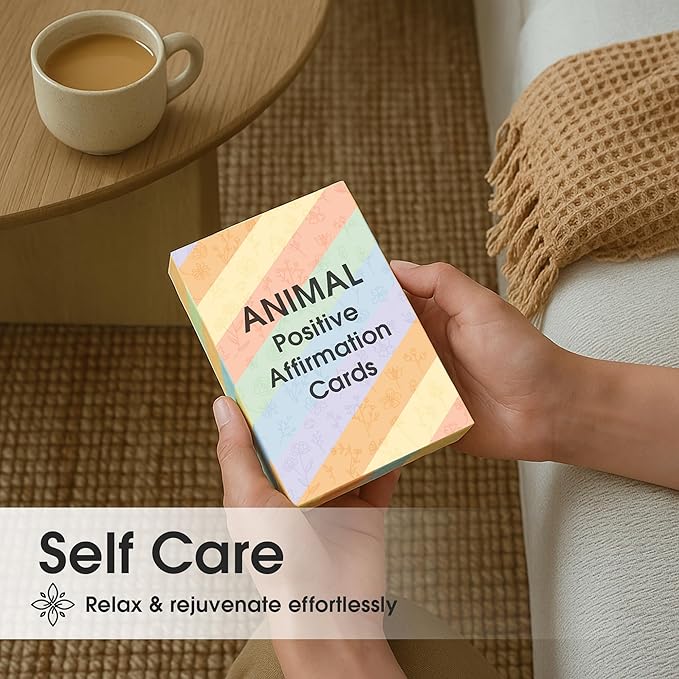 Animals Positive Affirmations Cards & Thought-Provoking - Motivational & Mindful Daily Cards (52 Cards) - Unique Gift for Women and Kids
