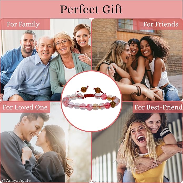 Energy Protection Crystal Handmade Adjustable Bead Bracelet Perfect for Men, Women’s Gift - Gemstone Healing Stretch Bracelet Pulsera Para Hombre Mujer Stocking Stuffer