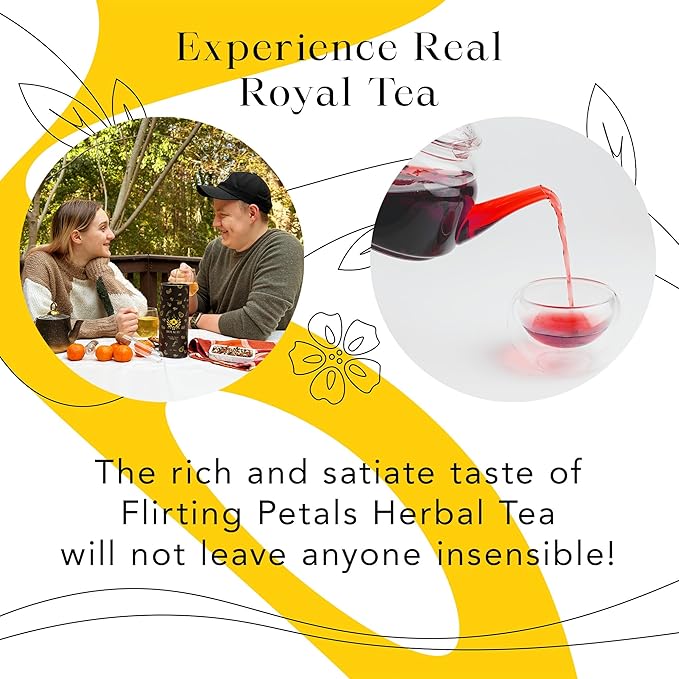 MyRoyalte Rose Petals Herbal Loose Leaf Tea - Earthy Hibiscus Tea Organic Rose Petals Blend with Sweet Floral Notes - Fragrant Aromas of Roses and Cherries Hibiscus Flowers Fruit Tea - High Caffeine