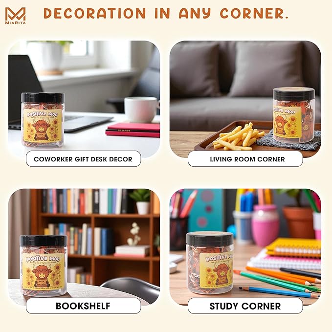 Positive Highland Cow Jar – 60 Affirmation Cards For Women, Girls - Mental Health & Stress Relief Support Gift, Highland Cow Gifts For Women, Coworker, Teen Girl Gift Trendy Stuff, White Elephant Gifts