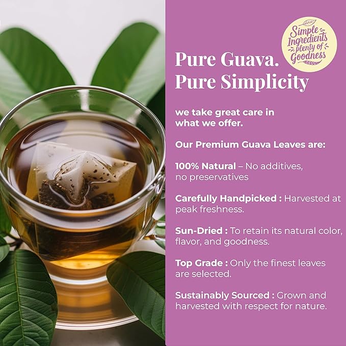 Akshit Guava Leaf Tea, 75 Tea Bags, 100% Natural Guava Leaves (Hojas De Guayaba), HerbalTea, Sugar Free, Caffeine Free, Non GMO, No Additives.