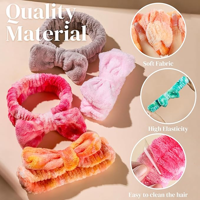 Teenitor Spa Headbands - 9Pcs Face Washing, Skincare and Self Care Puffy and Cute Headbands for Makeup, Girls and Women