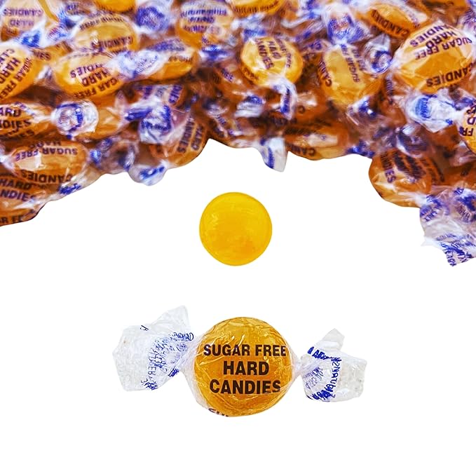 Halloween Sugar Free Butterscotch Hard Candy 1 lb Bag Individually Wrapped Gluten Free, Keto And Diabetic Friendly Gourmet Butterscotch Flavored Candies (16oz)