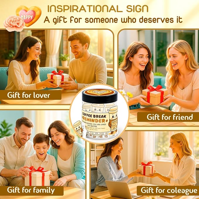 Emotional Support Coffee – Funny Coffee Gifts For Men, Women - 60 Positive Coffees Daily Affirmation Cards Jar – Inspirational Gifts for Women - Self Care Gift for Coworkers, Teens, Friends, Boss