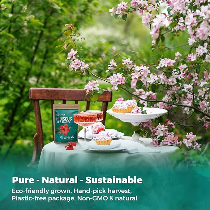 Lavitali, Hibiscus Tea Bags | 120 bags, 100% Pure Herbal Tea | Caffeine-Free, Antioxidant-Rich, Eco-Friendly Filter Bags | Daily Natural Botanical, Hot or Iced Floral Infusion