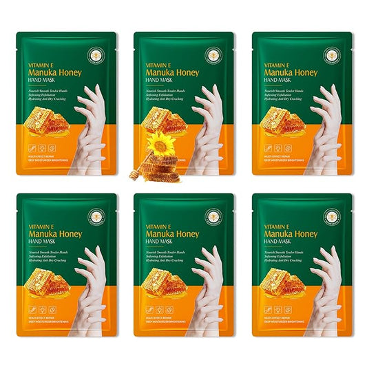 6 Pairs Hand Mask for Dry Cracked Hands,Nourishing Moisturizing Gloves,Hands Moisturizer for Deep Moisturizing,Silky Smooth Moisturizing Gloves,Hand Care Mask Set(L)