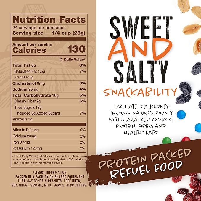 Natural Cravings 24oz Trail Mix Bulk Family Size Bag - Nuts & Chocolate Dried Fruit Mix & Nuts Mix with Peanuts, Dried Cranberries, Raisins, Chocolate Gems - Gourmet Trailmix for School or Office