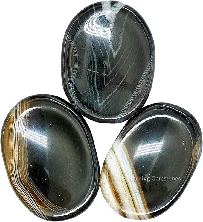 Amazing Gemstone Black Onyx Worry Stone Crystals and Healing Stones - Worry Stones for Stress Relief Gifts - Piedra Crystal Fidget for Meditation - Unique Stocking Stuffers and Birthday Gifts