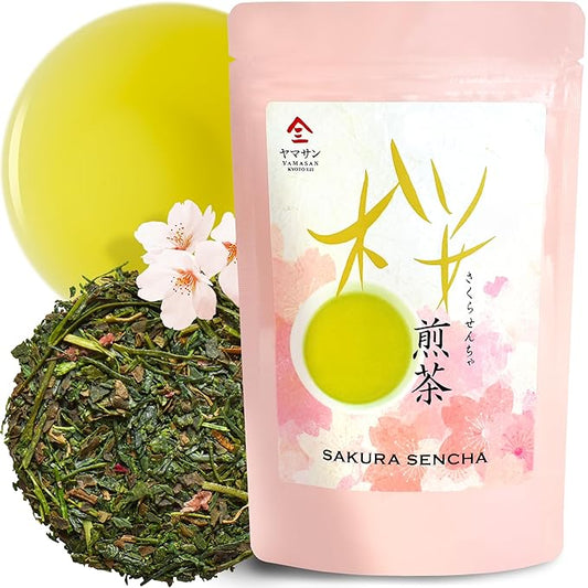 Chaganju Sakura Floral Green Tea - Japanese Loose Leaf With Sakura Petals, 2.82oz (80g)