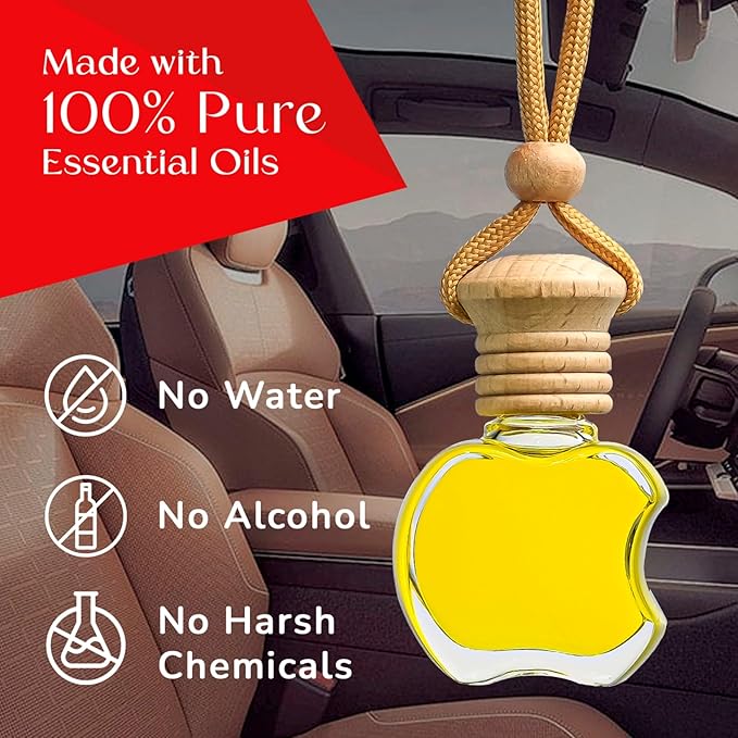 Kabod Lemon Hanging Car Air Freshener | Essential Oil Diffuser | Fresh Citrus Scent | Natural Odor Eliminator | Long-Lasting Fragrance | 10 ml