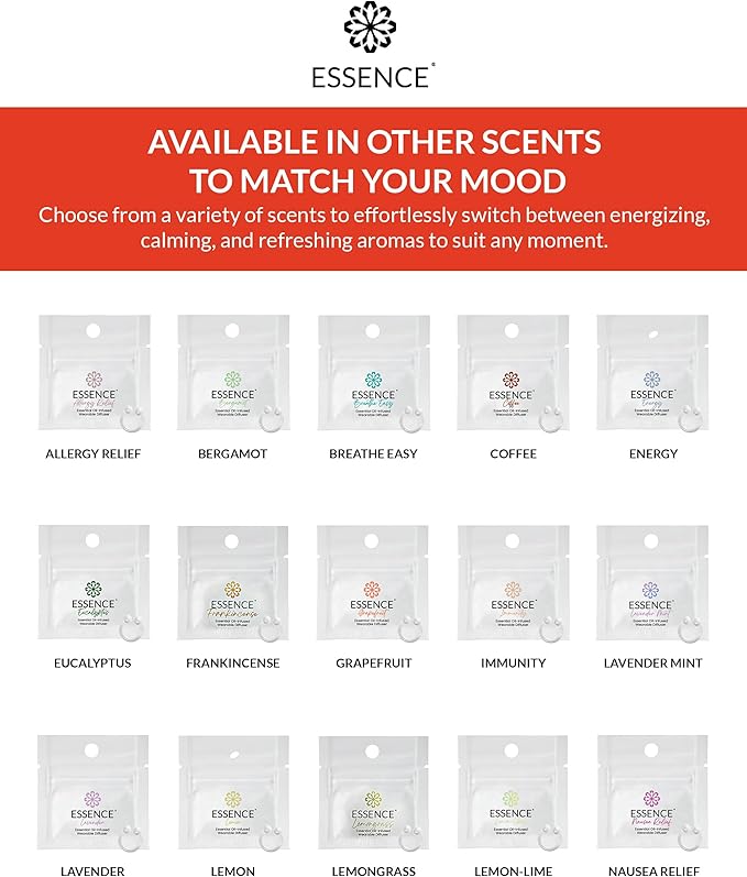 Essence Wearable Aromatherapy Nasal Diffuser – Grapefruit Essential Oil Nose Ring Silicone Inhaler for Stress & Mood Support - Made in USA & Travel-Friendly