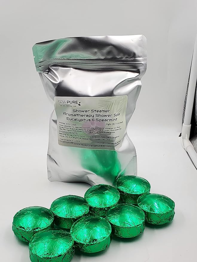 EUCALYPTUS SPEARMINT Aromatherapy Shower Bombs: 100% Natural/Organic Essential Oils - Transform Your Shower - Transform Your Mood (8 Count) Pack of 1
