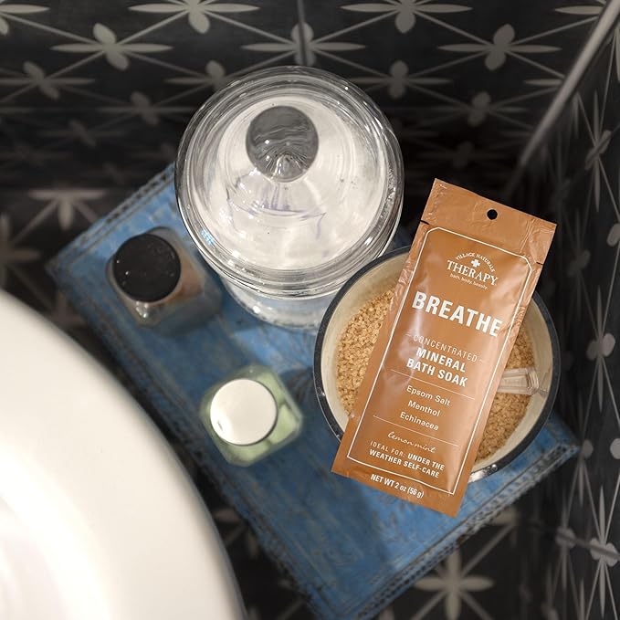 Village Naturals Therapy Breathe Concentrated Mineral Bath Soak, Lemon Mint, 2 Oz, Pack of 12