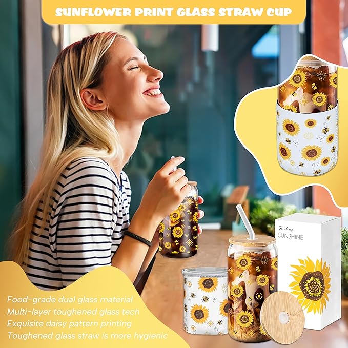 Sunflower Gift Baskets for Women, Sending Sunshine Unique Birthday Cheer Up Box Self Care Package, Get Well Soon Spa Gifts Set Box w/Blanket- Thinking of You Gift for Her, Girls, Women, Sister, Mom