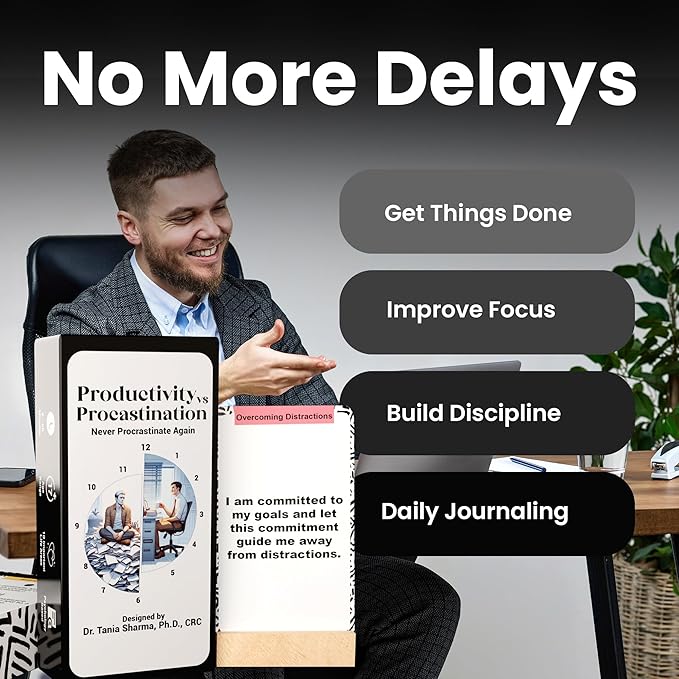 Positive Daily Affirmation Cards at Work for Men Women - Self Care Inspirational Manifest, Stress Relief, Manifestation & Motivation Gift - Boss & Coworker Gifts 80 Journal Prompt Card Deck with Stand