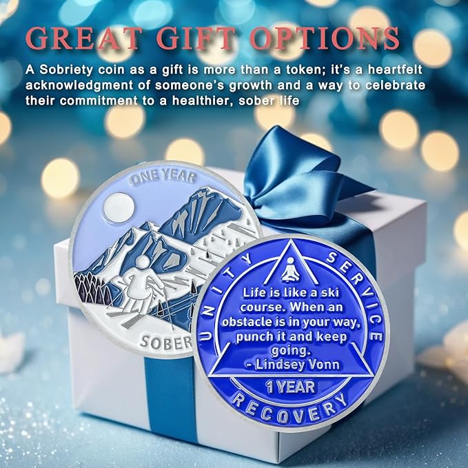 1 Year Sobriety Coin Sobriety Chips AA Chip AA Coins Sober Token Recovery Medallion NA Chips NA Coins from 1 to 12 Months Plastic case Included-Baking Paint Process
