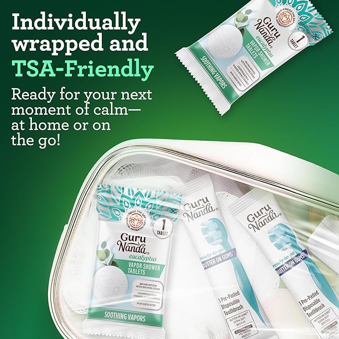 GuruNanda Eucalyptus Vapor Shower Tablets, Clean-Dissolving Aromatherapy Shower Steamers with Eucalyptus & Menthol, Promotes Relaxation, Ideal for Gifting, 30 Count