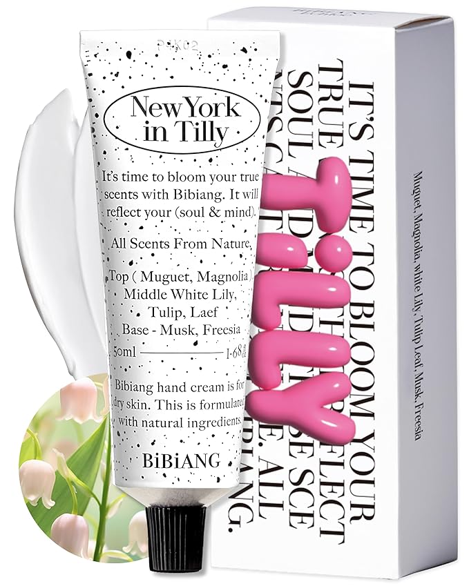 New York in Tilly Hand Cream - Korean Hand Care for Moisturizing & Nourishment - Hydrating Hand Care Formula with Floral Lily Scent, Shea Butter & Niacinamide - 1.69oz