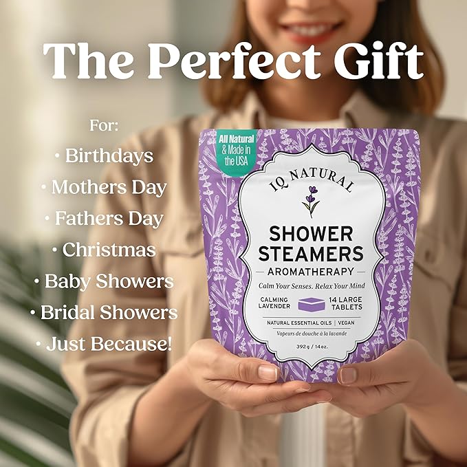 Lavender Shower Steamers Aromatherapy for Women- USA Made - Shower Bombs Aromatherapy for Women, Vapor Shower Tablets, Menthol Shower Scent Steamers Cold and Flu, Organic Shower Steamer