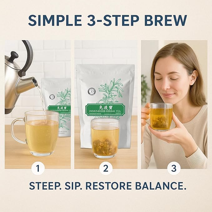 Herb Guru Immuniherb Herbal Tea Bags ā Herbal Teas Blend For Respiratory Comfort With Ginger, Licorice Root, Mint, & Chrysanthemum, 0.88 Ounces