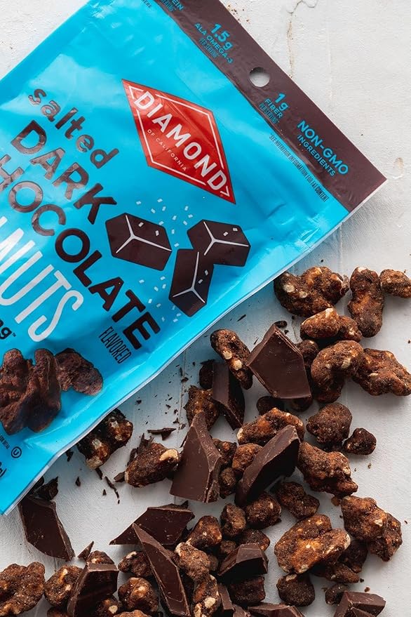 Diamond of California Salted Dark Chocolate Walnut Snack Nuts, 4 oz. (4 Pack)
