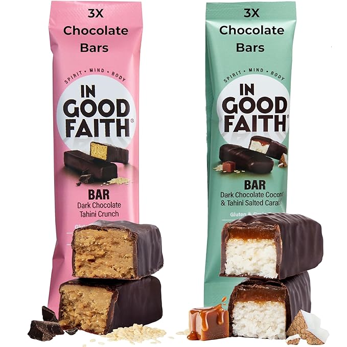 In Good Faith Dark Chocolate Bars, Healthy, Gluten Free, Vegan, Dairy Free Chocolate Bars (6 Pack, Variety Pack)