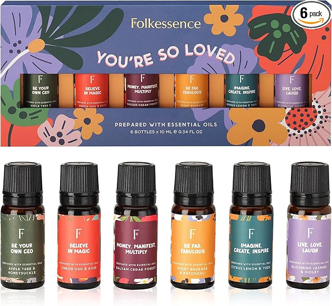 Folkulture Essential Oils for Diffusers | Oil Diffuser Essential Oil Set of 6 Fragrance Oil | Diffusers Oil Scents for Home | Fragrance Oil for Diffusers | Patchouli, Jasmine, Rose