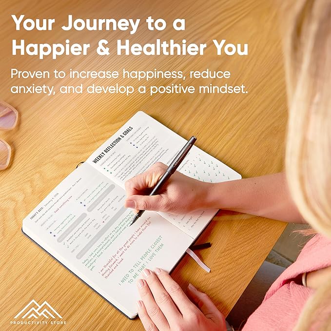 PRODUCTIVITY STORE Best Daily Journal for Men & Women - Gratitude Journal, Manifestation Journal & Guided Journal with Prompts for Personal Growth (A5, Navy)