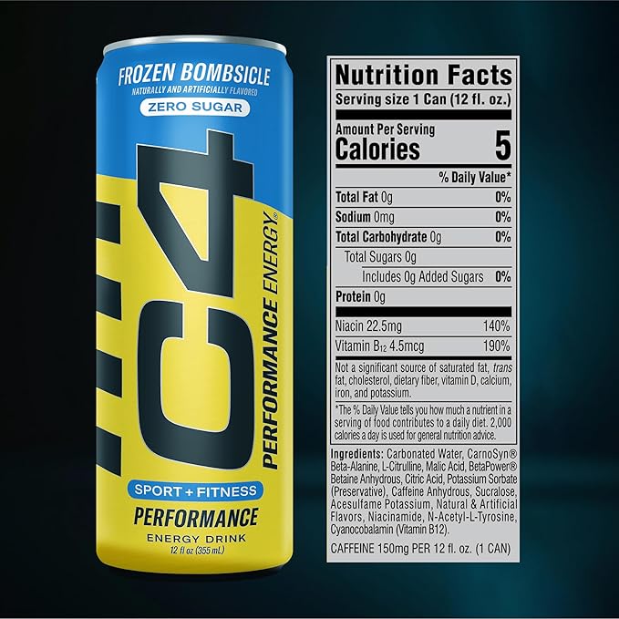 C4 Energy Drinks Variety Pack, Sugar Free Pre Workout Performance Drink With No Artificial Colors or Dyes, Zero Calorie, Coffee Substitute or Alternative, 4 Flavor Variety 12 Pack