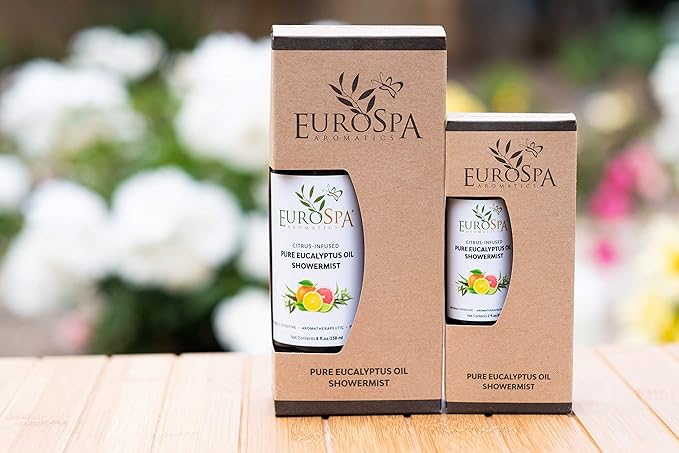 EuroSpa Aromatics Pure Eucalyptus Oil ShowerMist and Steam Room Spray, All-Natural Premium Aromatherapy Essential Oils - Citrus Infused, 8oz, 2 Pack