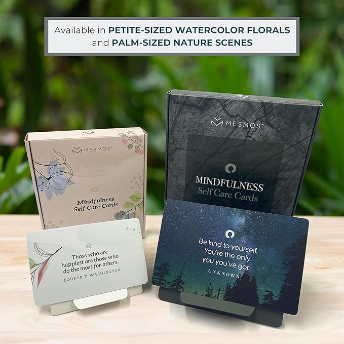 MESMOS 52 Mindfulness Cards with Action Plans. Relaxation Stress Relief Gifts for Men and Women, Positive Affirmation Cards, Anxiety Relief Items, Meditation Self Care Kit, Spiritual Gifts for Women