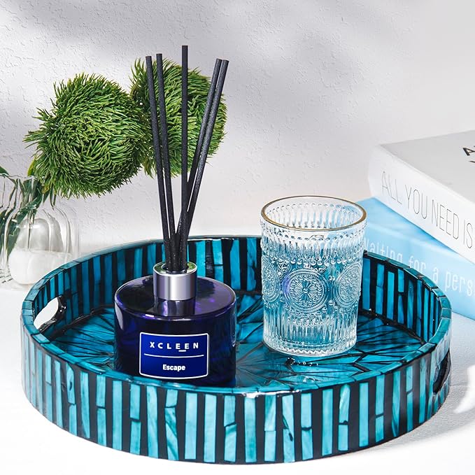 Reed Diffuser, 6.7 Oz Escape Scented Diffuser with Sticks, Long Lasting Fragrance Air Freshener, Bathroom Shelf Decor