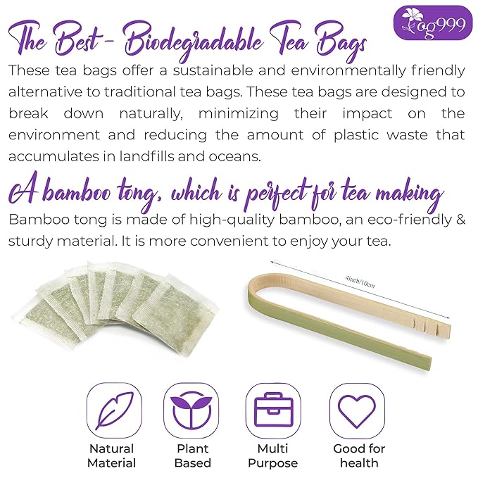 TOG999, Premium 60 Lavender Flower Tea Bags, 100% Natural & Pure. Loose Flower Lavender Herbal Tea. No Sugar, No Caffeine, No Gluten, Vegan.
