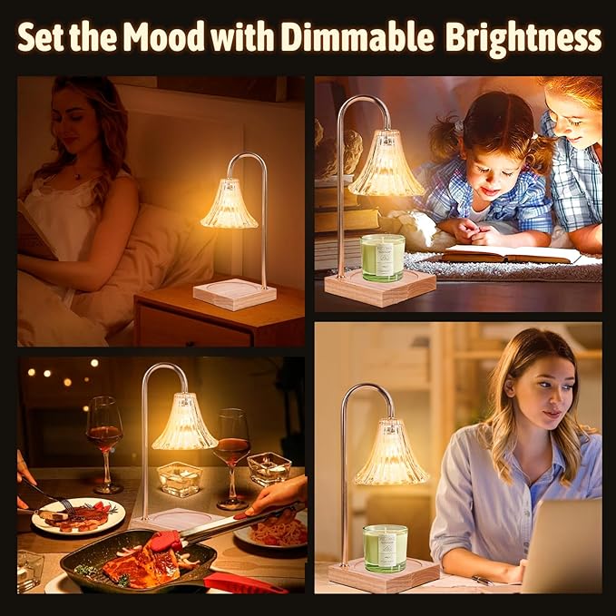 GEEZO Fragrance Candle Warmer Lamp,Electric Candle Warmer with Timer & Dimmer,Mom Christmas Birthday Gifts for Women, House Warming Gifts New Home Bedroom Decor