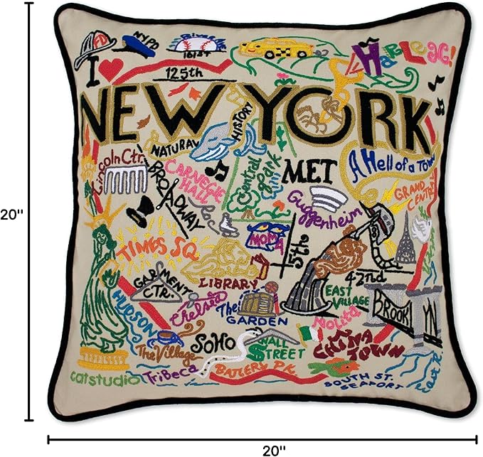 Catstudio New York City Embroidered Decorative Throw Pillow