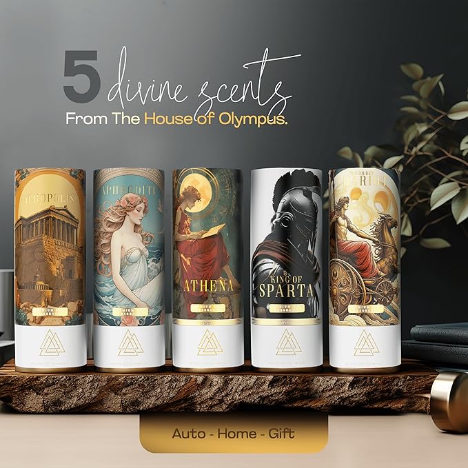 The Golden Chariot Car Air Freshener and Diffuser - 100% Natural Essential Oils - Luxury Car Scent by House of Olympus - Made in USA