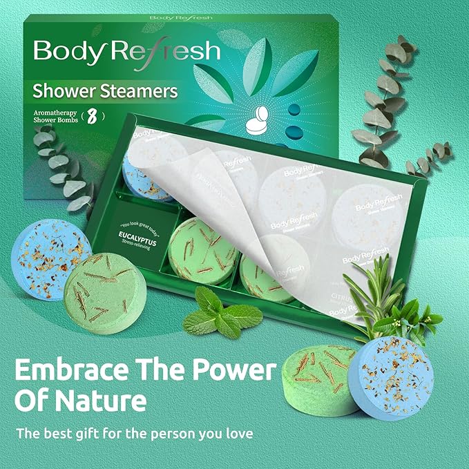 Shower Steamers Aromatherapy - 8 Pack Eucalyptus Mint Shower Bombs with Essential Oils, Birthday Gifts for Women Self Care Relaxation Home SPA Stress Relief,Gifts for Girlfriend Teacher Christmas Gift