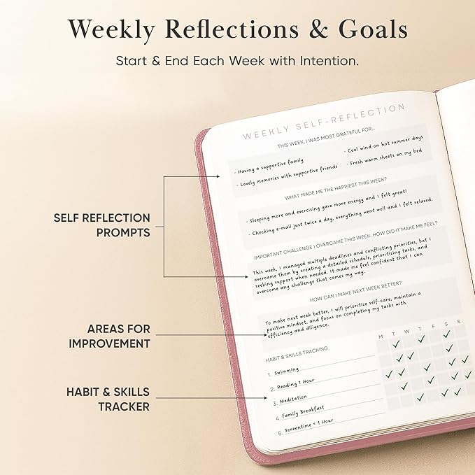 Gratitude Journal For Women & Men - Mental Health, Self Love & Self Care Journal - Pink - 5.8" x 8.3" - Mantra Planner