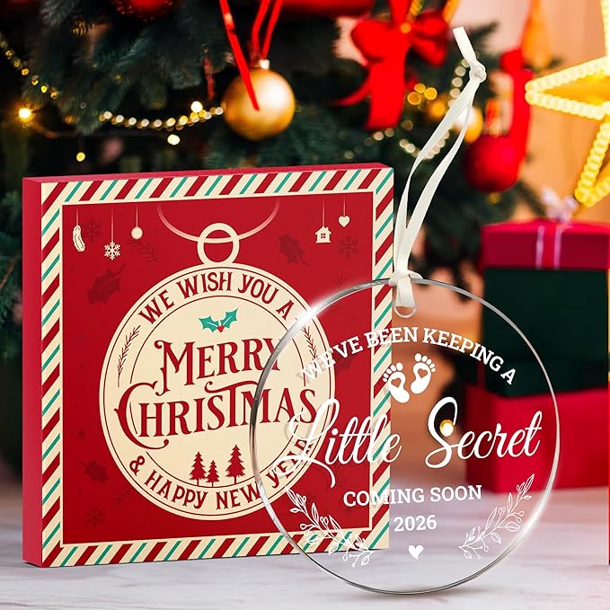 Pregnancy Gifts for Expecting Mom Dad - Pregnancy Announcement for Husband Wife Family - Baby Announcement Gifts, Pregnant Gift, Gender Reveal Gift - New Mom Dad, mom to Be, New Parents Ornament