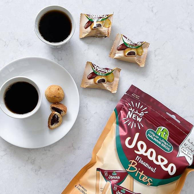 HB Halwani Bros Cookies, 100% All Natural Assorted Mini Mamoul Date Filled Shortbread Biscuits, Slightly Sweet, No Additives, 18ct. 6.3 oz