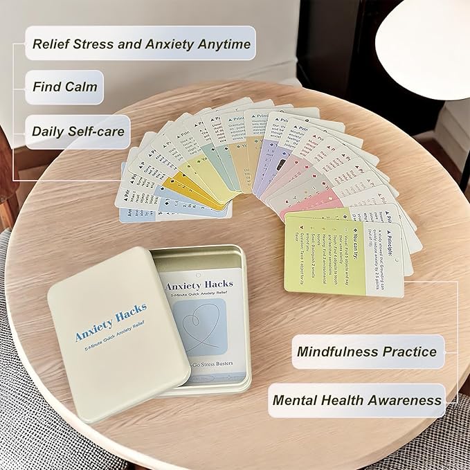 Anxiety Relief Cards – Gentle Affirmation Cards for Women and Teens – Mindfulness, Meditation, Motivational and Coping Skills Support – Thoughtful Gift for Stress Relief & Self-Care