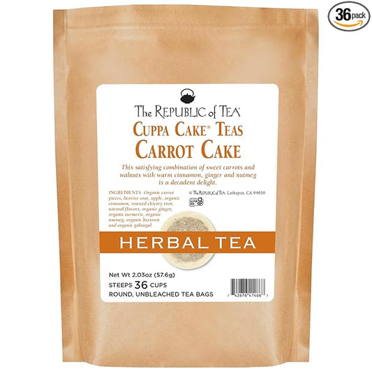 The Republic of Tea - Carrot Cake Cuppa Cake Herbal Tea, 36 Tea Bag Refill