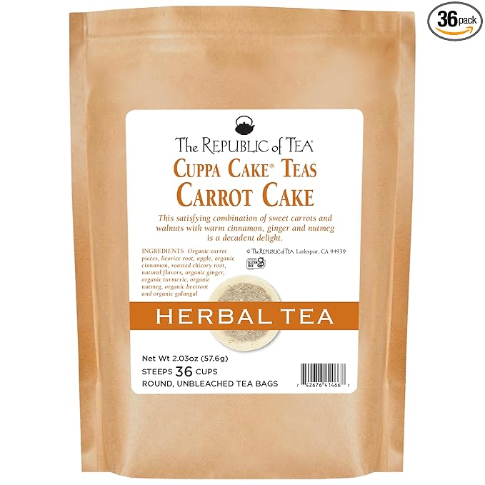 The Republic of Tea - Carrot Cake Cuppa Cake Herbal Tea, 36 Tea Bag Refill