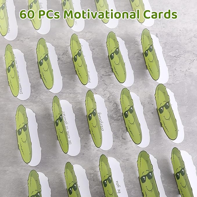 60 PCS Positive Pickle Cards Jar, Emotional Support Jar, Pickle Affirmation Cards, Inspirational Gifts for Women, Cheer Up Gifts, Unique Positive Gift for Women, Teen Girl
