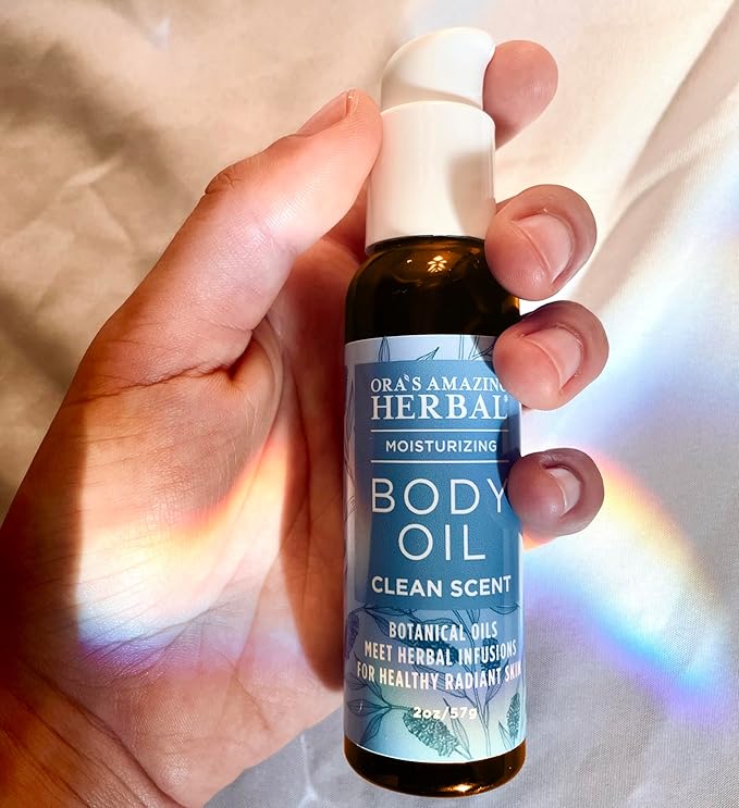 Ora's Amazing Herbal Moisturizing Skin Oil with Eucalyptus & Lemongrass Essential Oils, Body Hydration for Dry Skin, Massage Oil, Body Oils for Men and Women, Natural Skin Care, 2 oz Travel Size