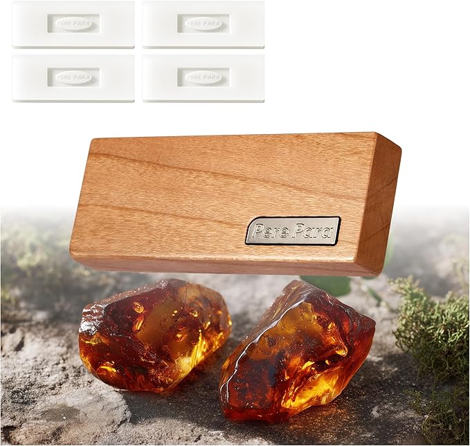 4 Refreshing Scent Bags Wood Car Air Freshener Vent Clip (Burlywood, Amber)- Natural Scent Diffuser for Car, Truck & SUV Premium Essential Oil Starter Kit Gift for Men & Women