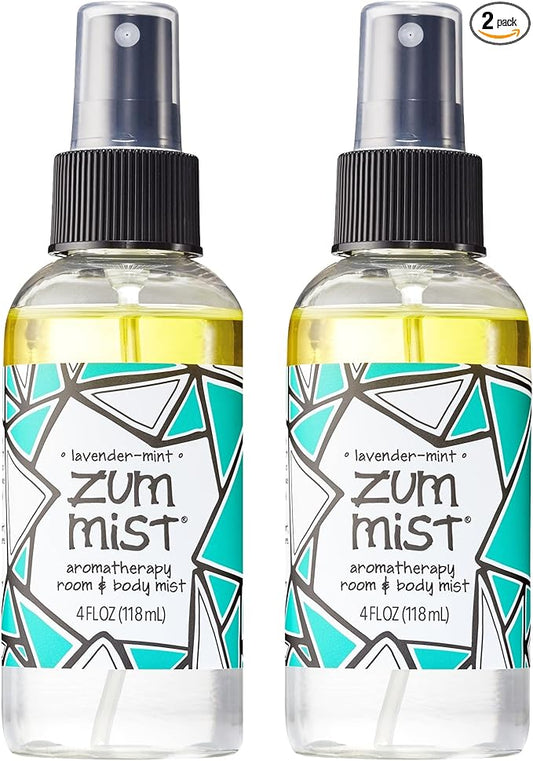 Indigo Wild Zum Mist Room & Body Spray - Aromatherapy Essential Oil Spray - Natural Body Mist & Room Spray - Lavender-Mint Scent - 4 fl oz (2 Pack)