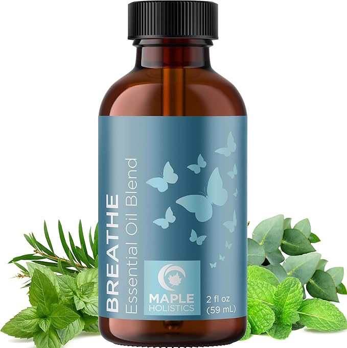Breathe Essential Oil for Diffuser - Invigorating and Refreshing Breathe Essential Oil Blend with Eucalyptus Peppermint Tea Tree and Mint for Diffusers for Home and Shower Aromatherapy (2 Fl Oz)