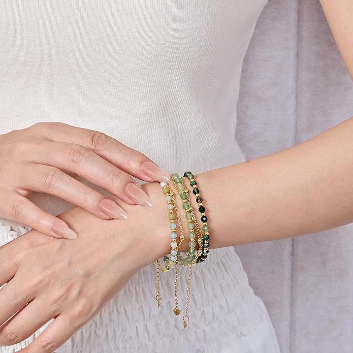 Farfume Crystal Bracelet Beaded Bracelets for Women 4mm Natural Stone Beads Gemstone Handmade Anxiety Jewelry Gifts